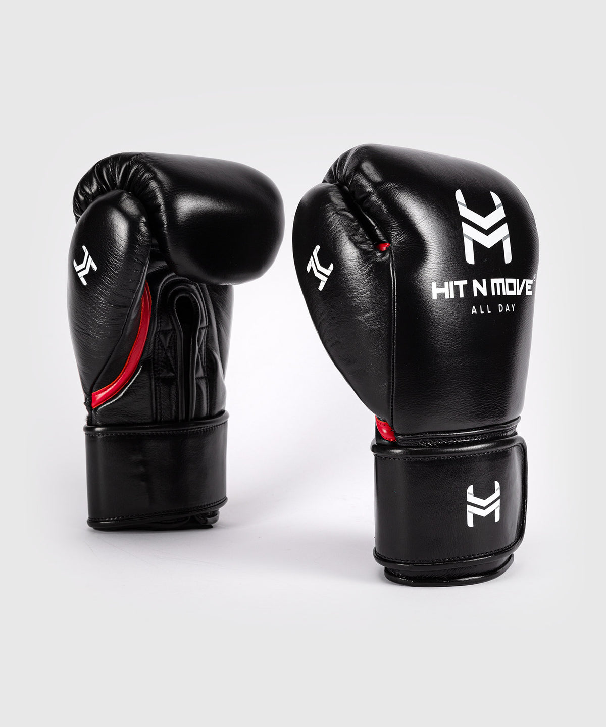 Hit N Move All Day® Pro Grip Plus Guantes de Boxeo - Negro/Rojo