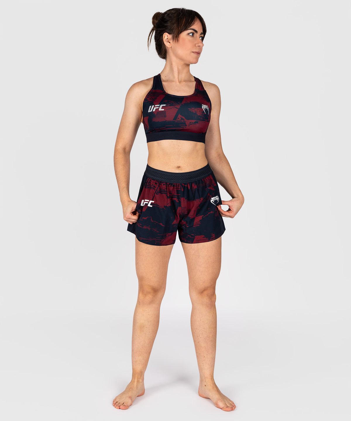 UFC Zenith by Venum Authentic Fight Week Performance Short Damen - Marineblau/Burgunderrot/Silber