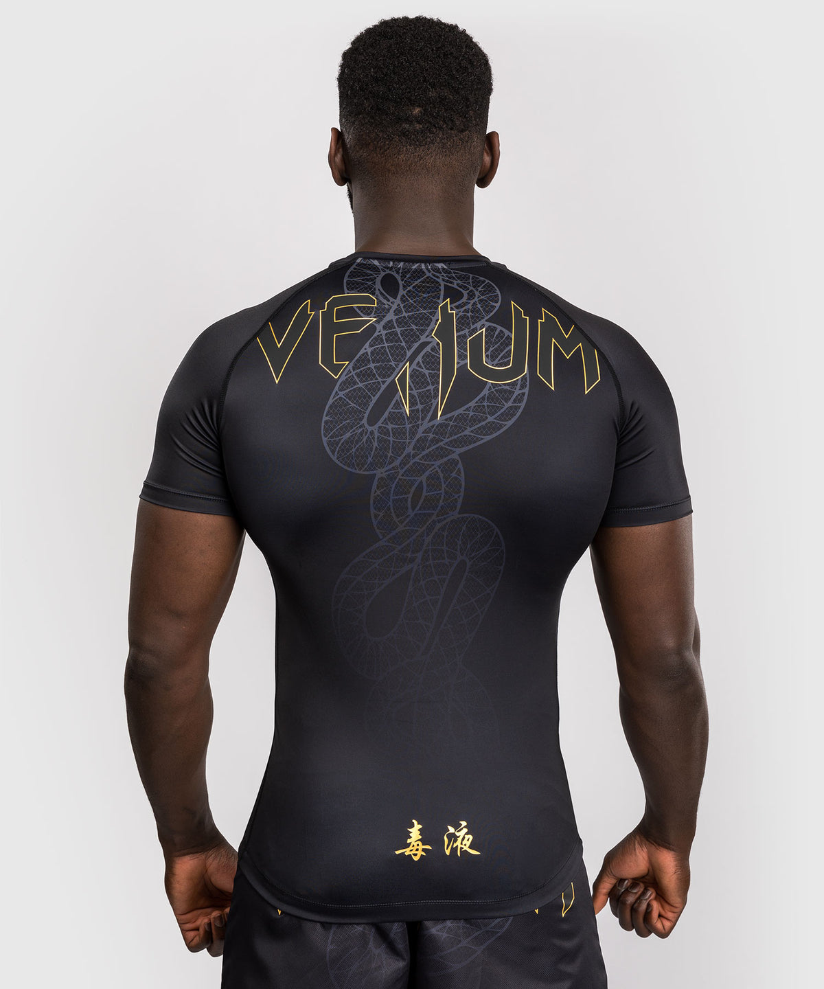 Venum Serpenti Kurzarm Rashguard – Schwarz/Silber/Gold