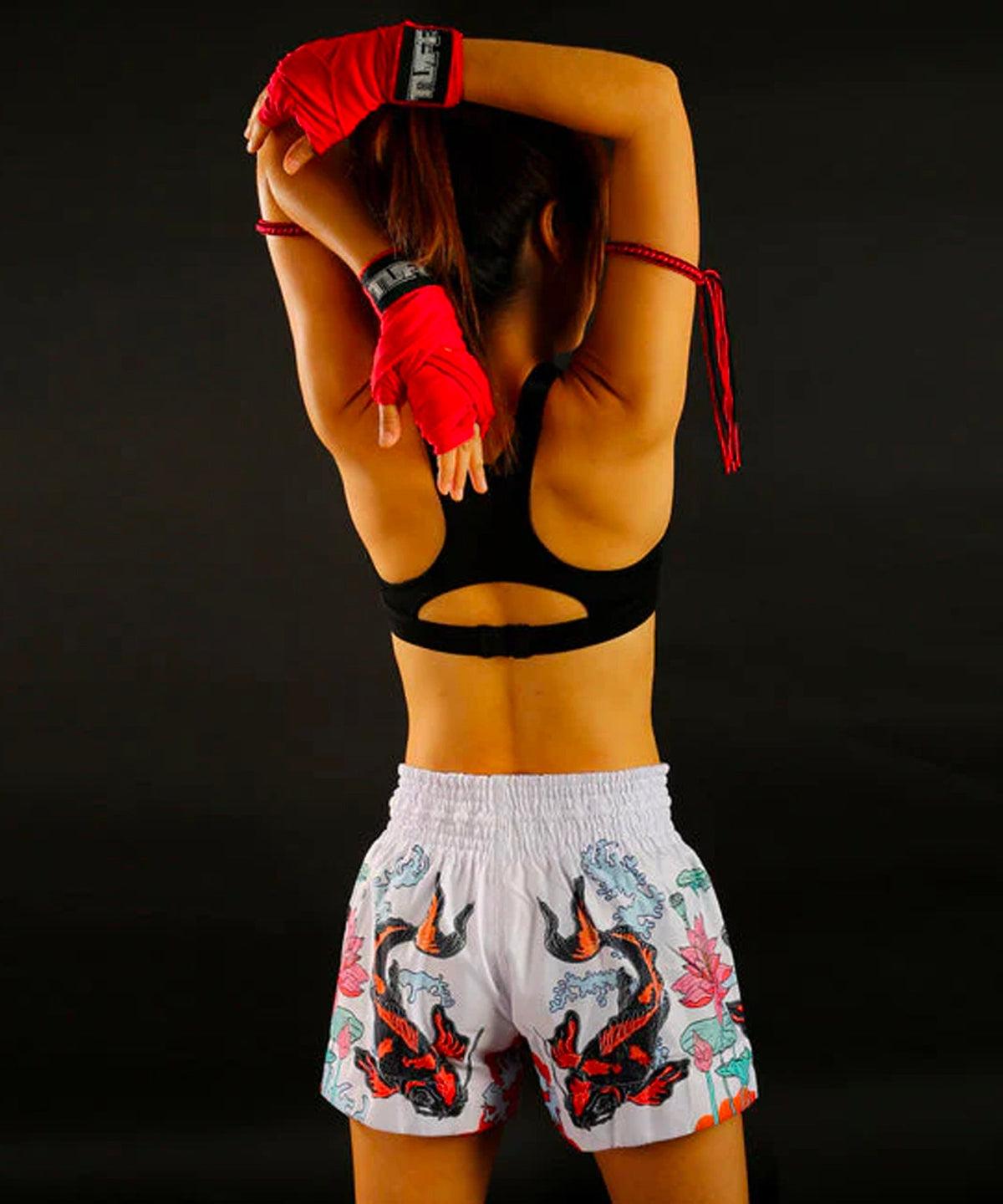 Tuff Japanese Koi Fish Pantalones de Muay Thai - Blanco
