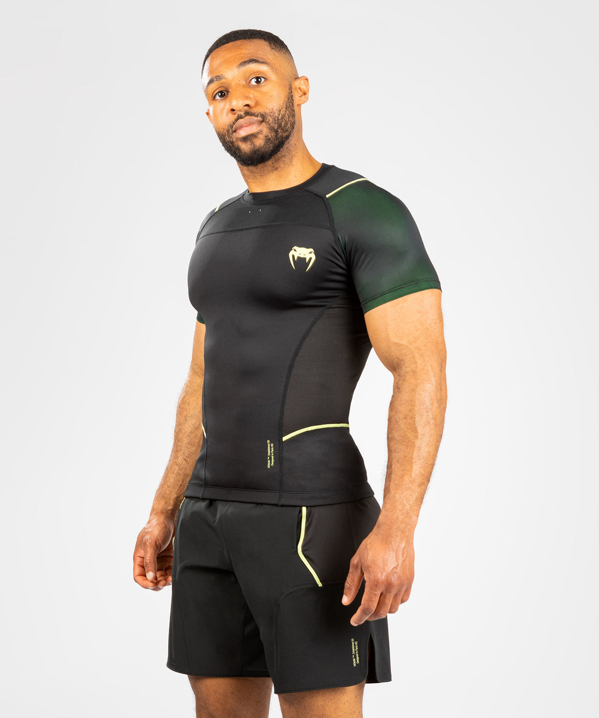 Venum Fusion 2.0  Lycra Hombre - Manga Corta - Negro/Amarillo 