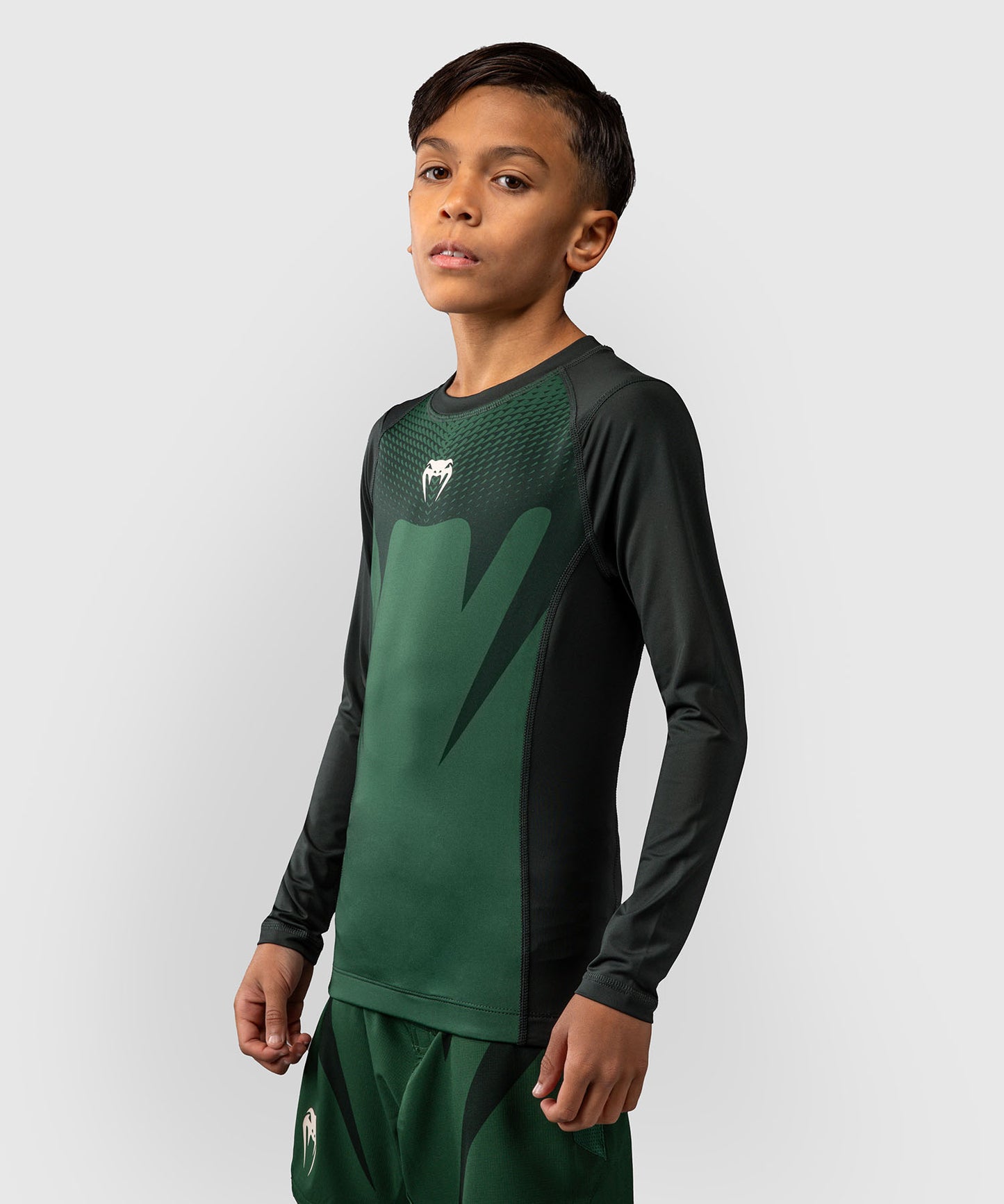 Venum Attack Rashguard a manica lunga per bambini - Verde foresta/ Bianco sporco