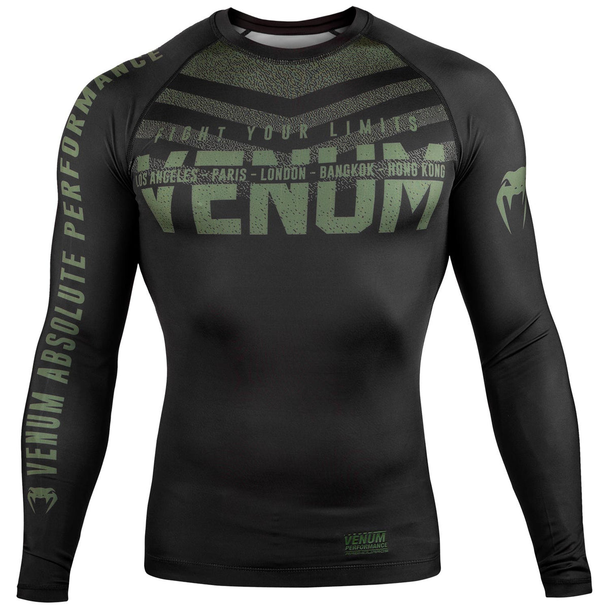 Venum Signature Rashguard - Langarm - Schwarz/Kaki - Exclusiv