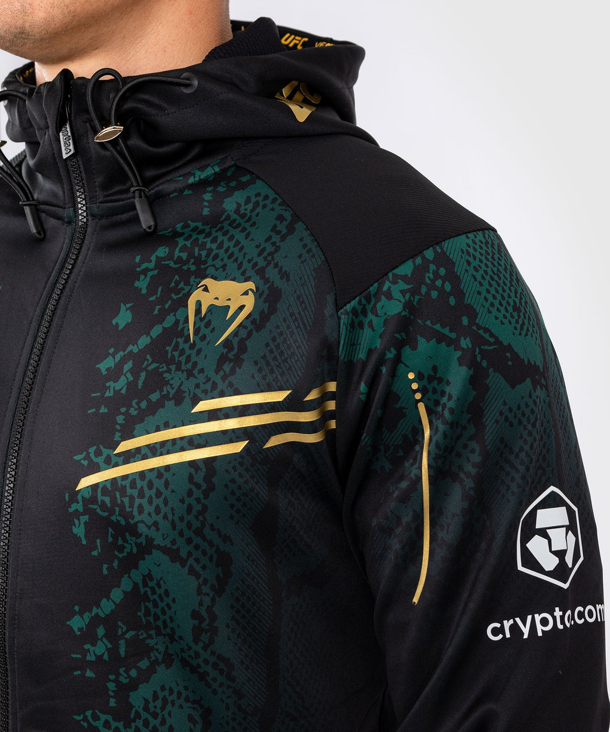 Men's UFC Adrenaline by Venum Authentic Fight Night Hooded Jacket - Emerald Edition - Green/Black/Gold