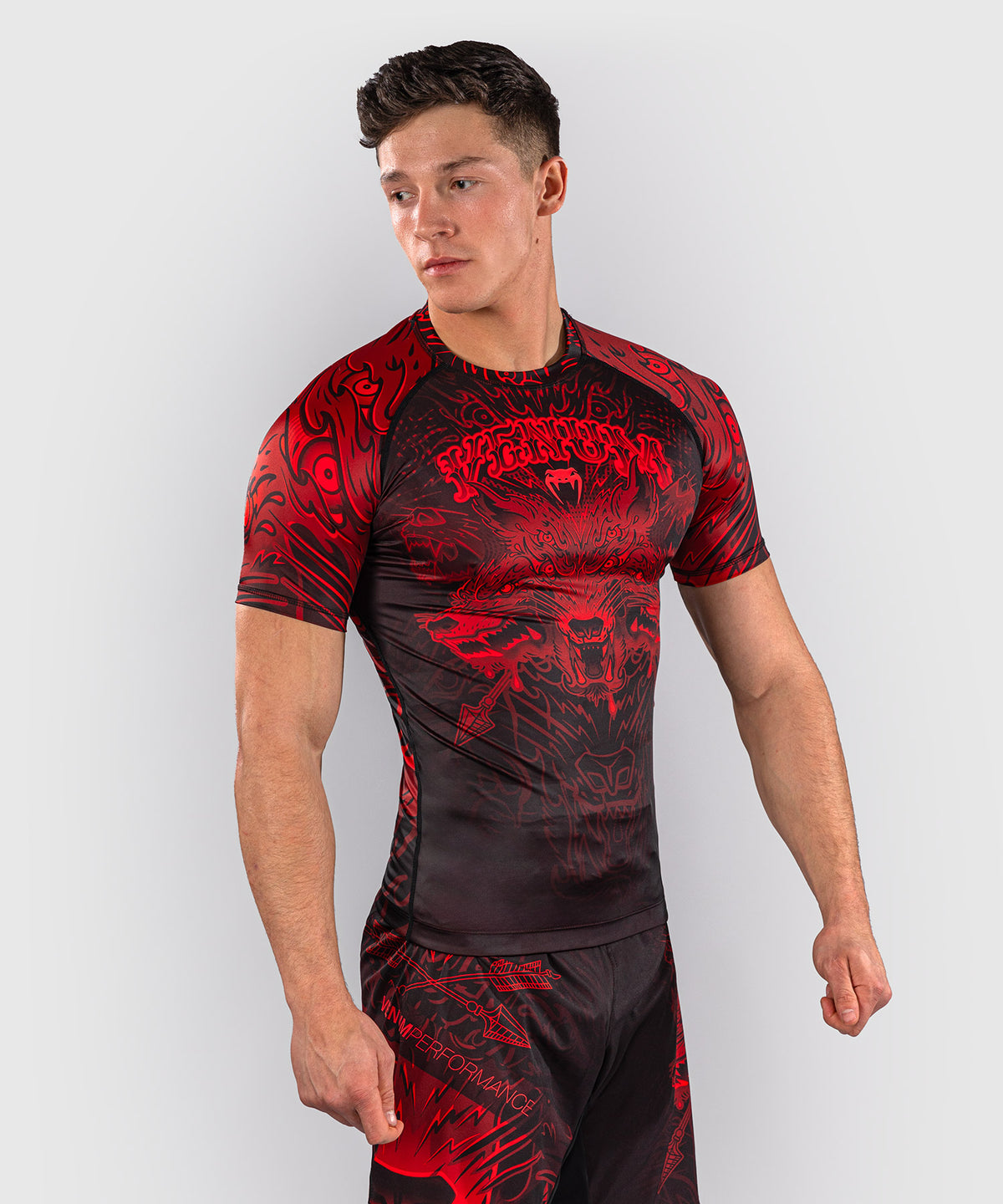 Venum Wolf Atak Rashguard a Maniche Corte – Nero/Rosso