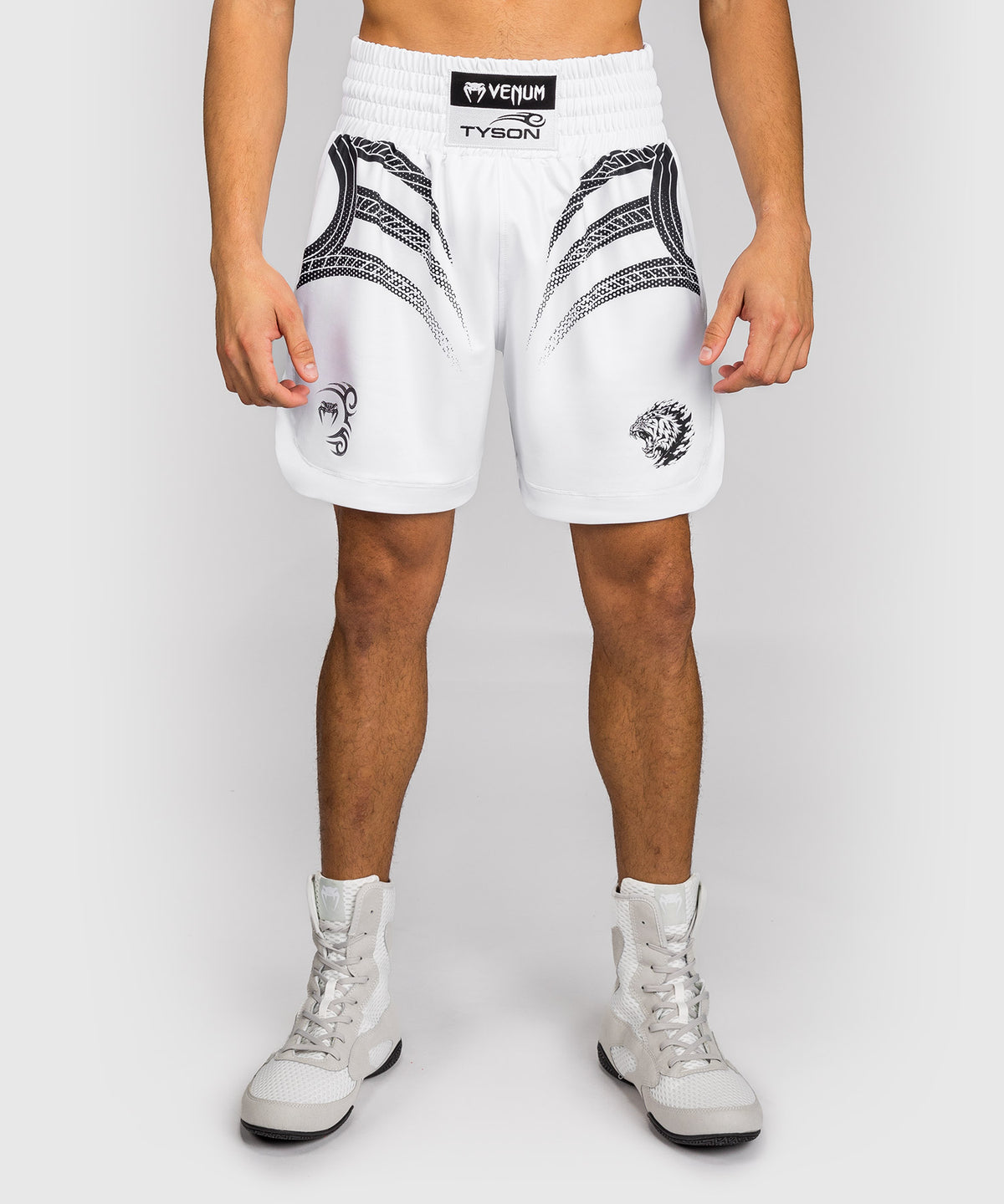 Short de Boxe Venum x Mike Tyson Tiger - Blanc Optique/Noir Profond