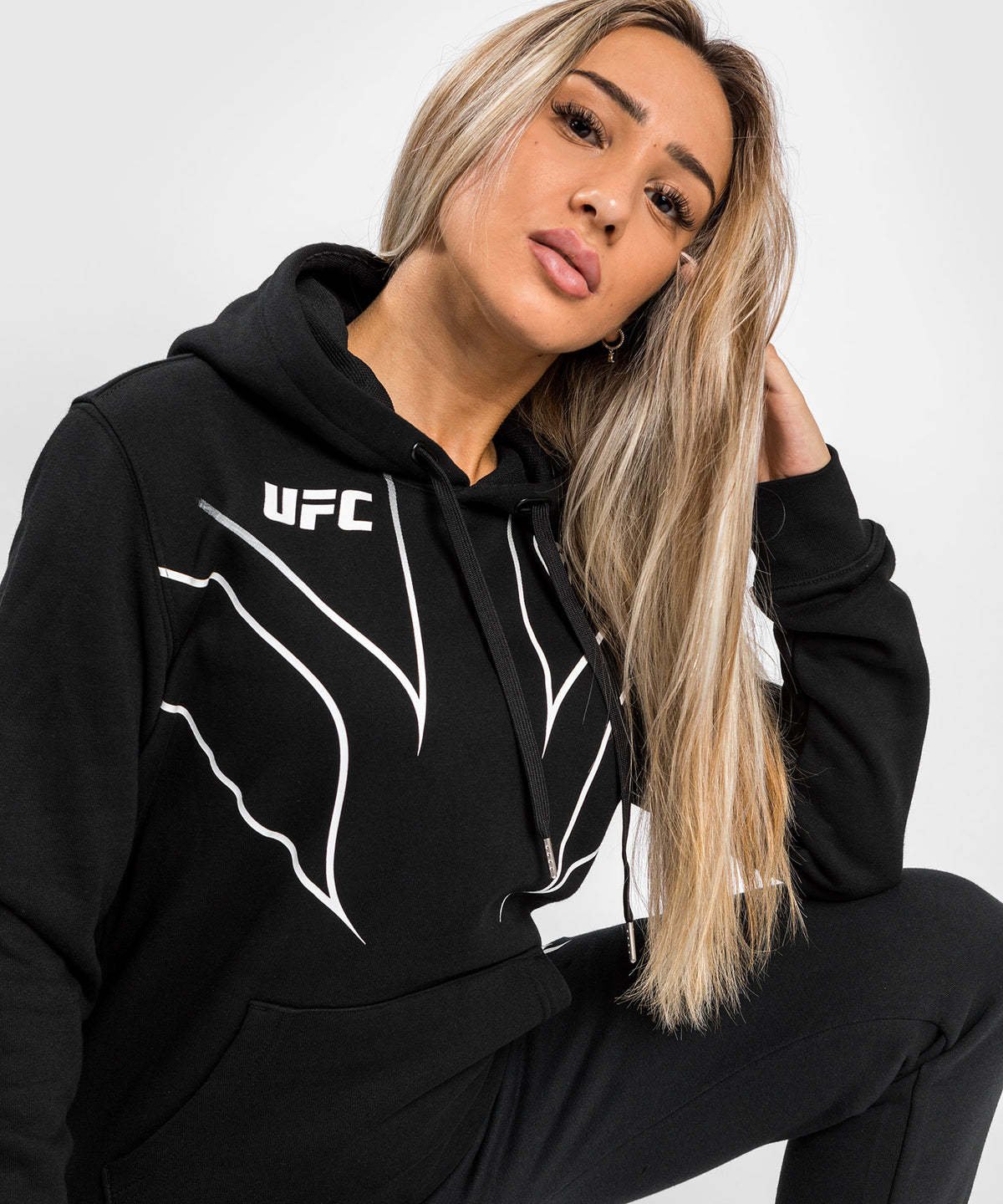 Felpa con cappuccio UFC Venum Fight Night 2.0 Replica Donna - Nero