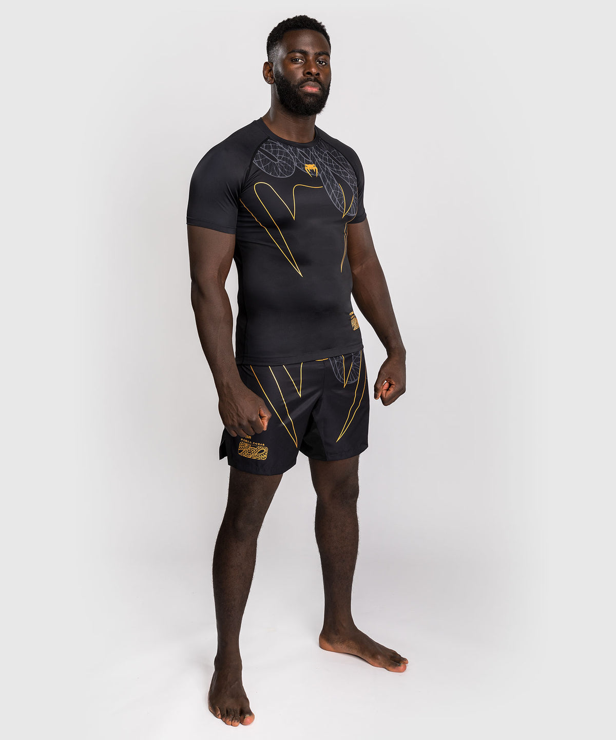 Venum Serpenti Kurzarm Rashguard – Schwarz/Silber/Gold
