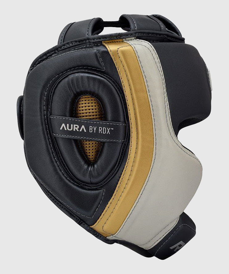 RDX Sports Aura T-17 Casco da Boxe - Nero/Bianco/Oro