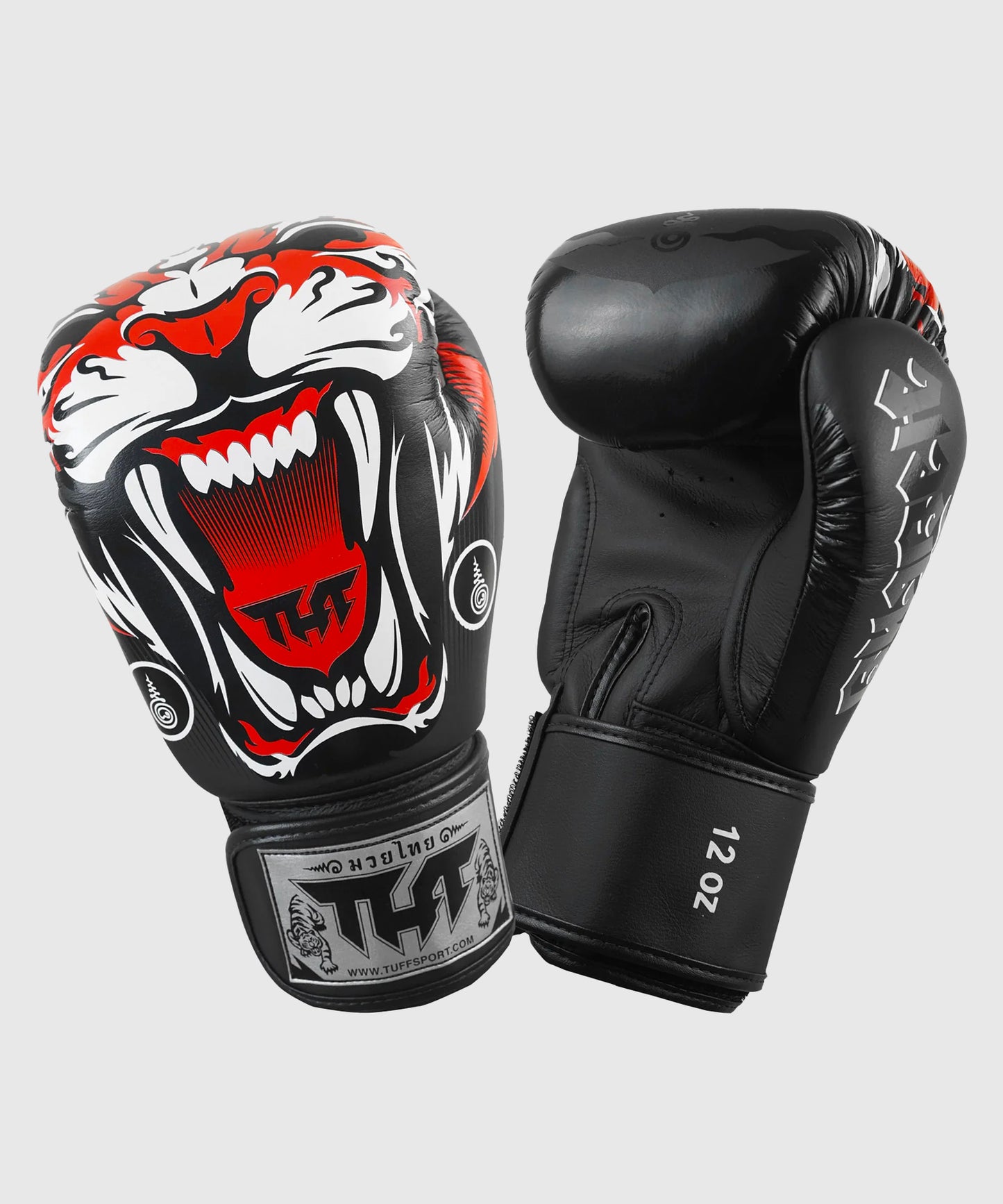 Tuff Tiger Leder Muay Thai Handschuhe - Schwarz