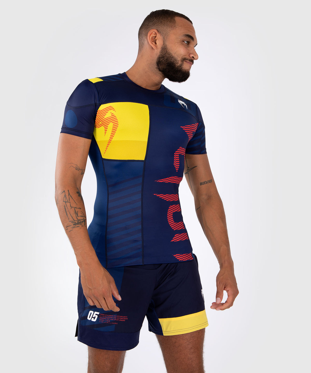 Venum Sport 05 Camiseta de Compresión de Manga Corta - Azul/Amarillo
