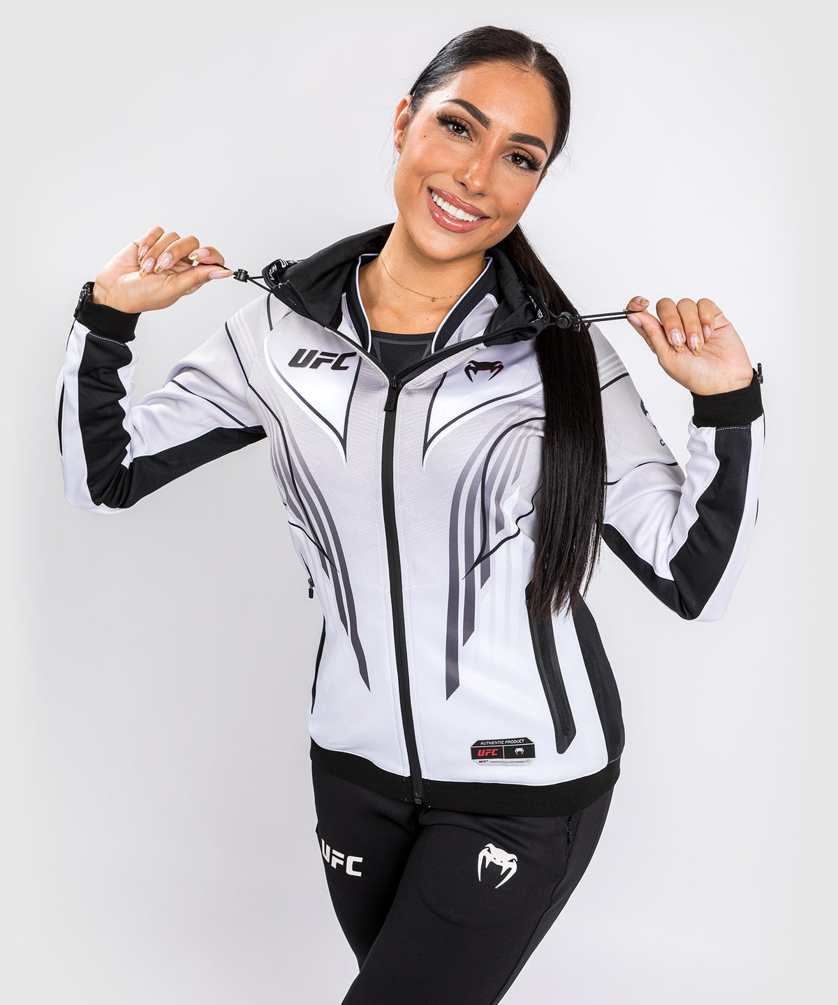 Felpa con cappuccio UFC Venum Authentic Fight Night 2.0 Donna - Bianco