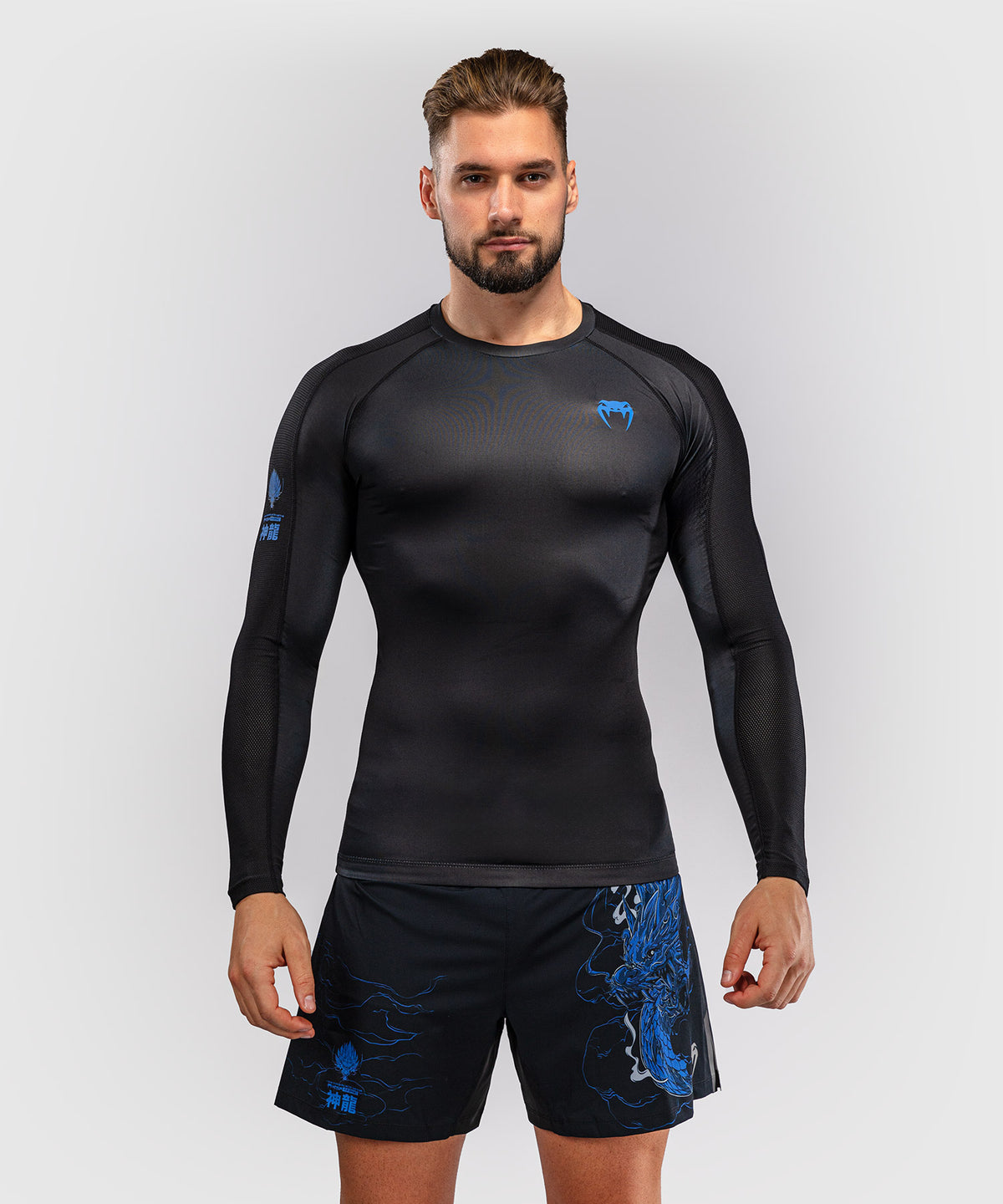 Venum Thunder Dragon Rashguard Manga Larga – Negro/Azul Real