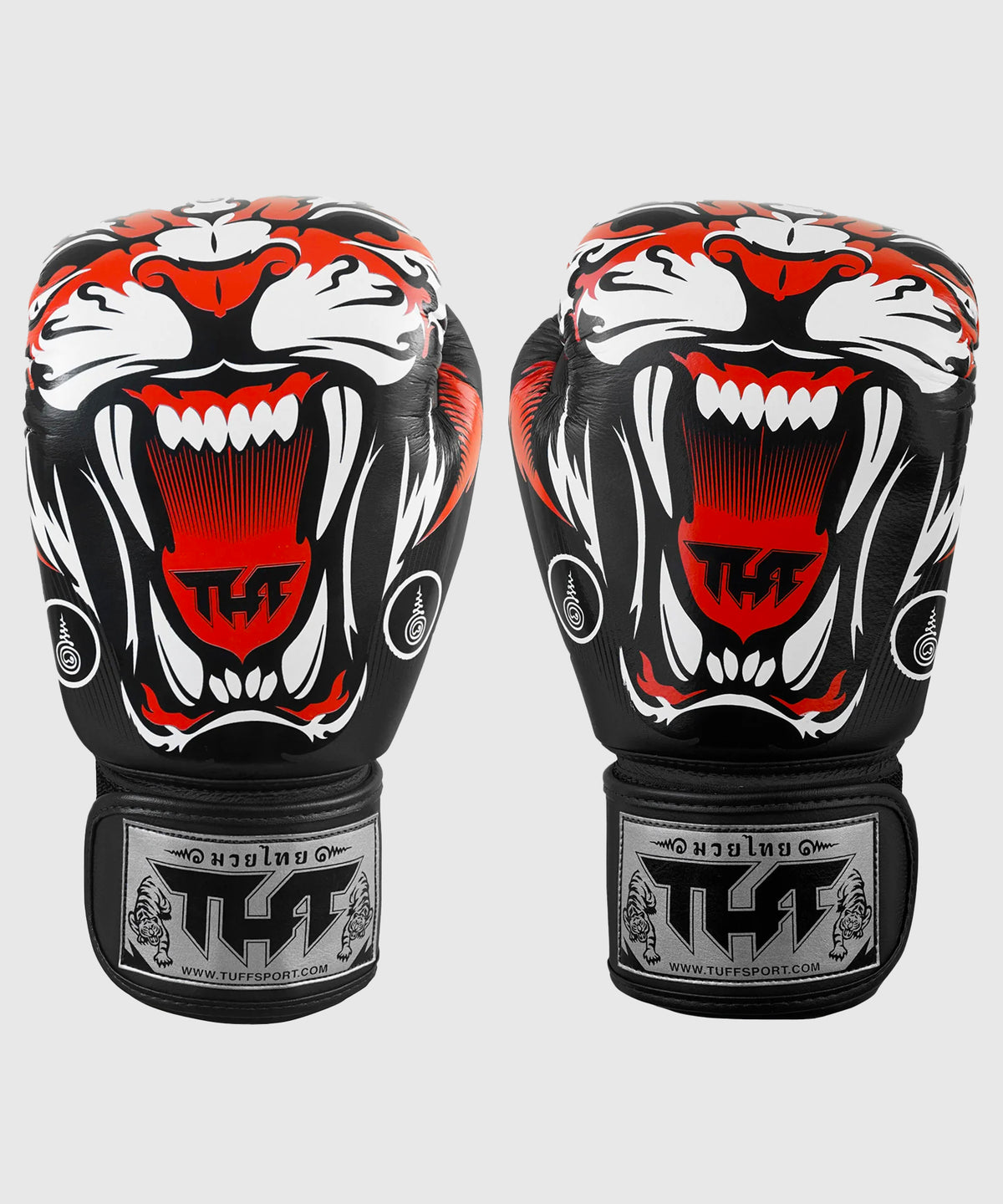 Tuff Tiger Leder Muay Thai Handschuhe - Schwarz