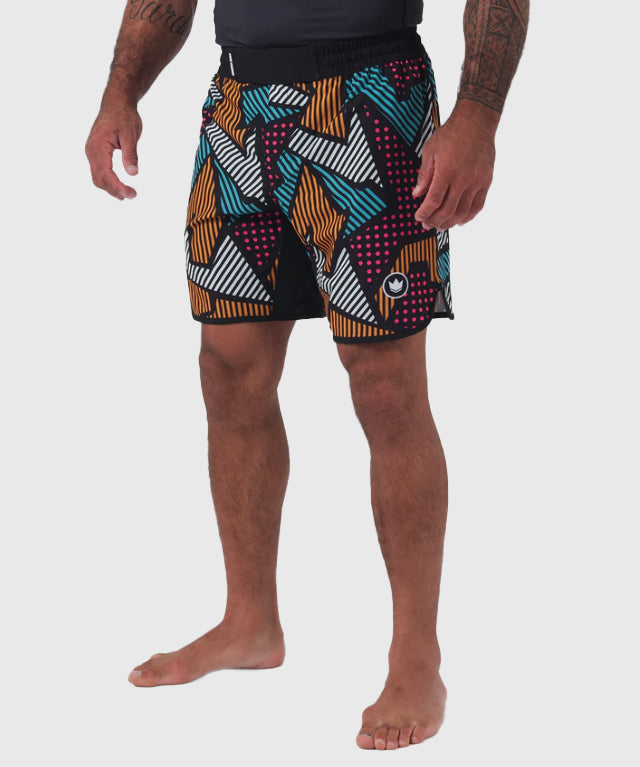 Kingz Patchwork Fightshorts - Nero/Arancione/Blu