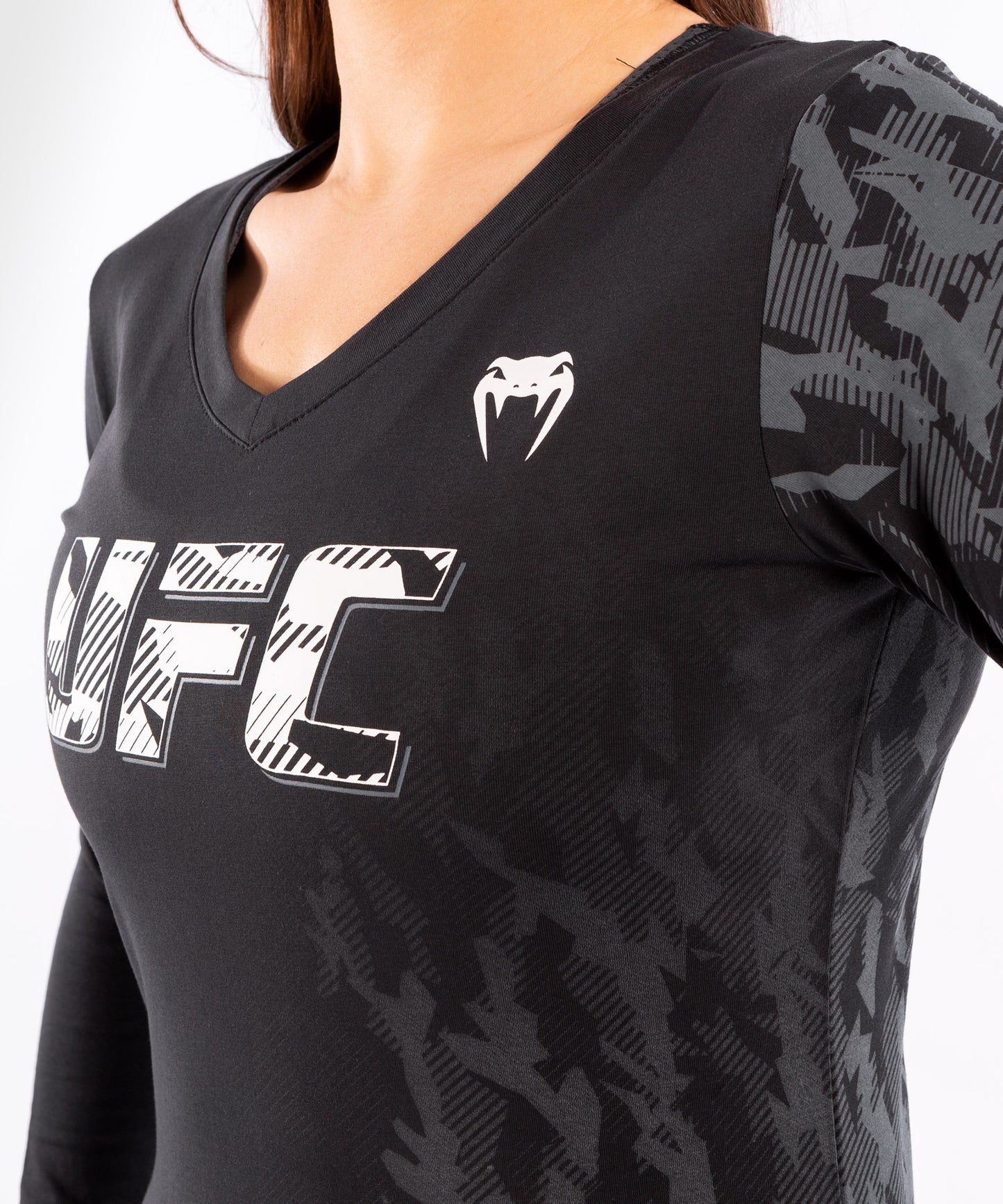Camiseta De Algodón Manga Larga Para Mujer UFC Venum Authentic Fight Week - Negro