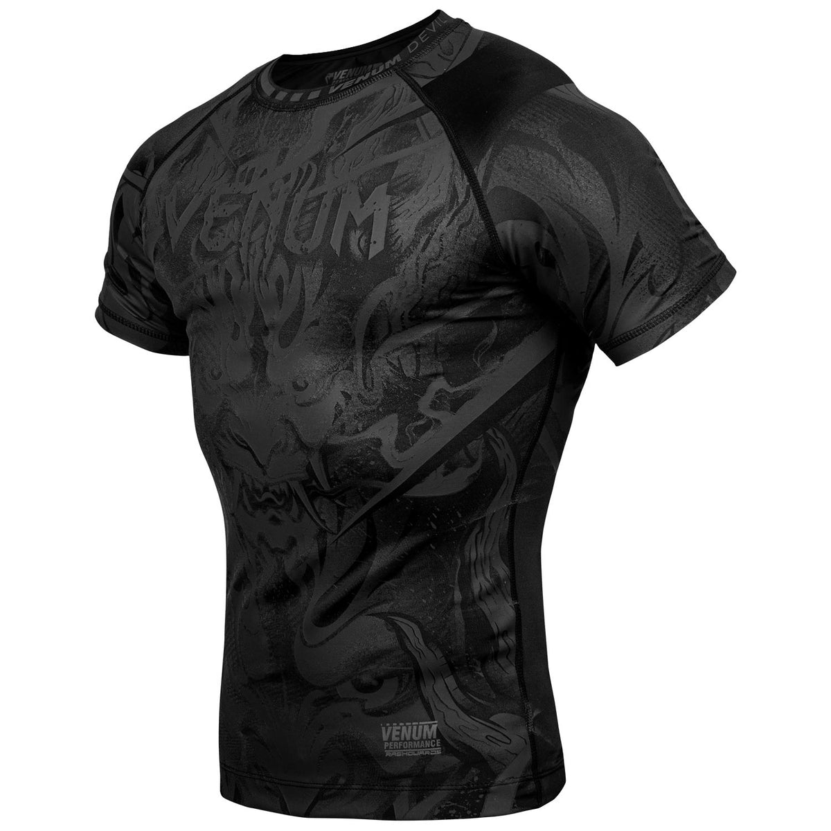 Venum Devil Rashguard -  kurze Ärmel - Schwarz/Schwarz