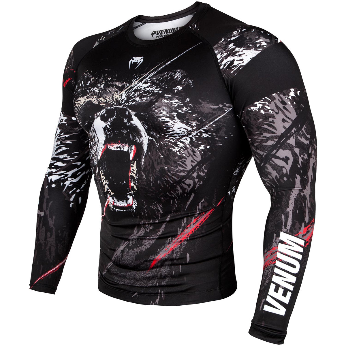 Venum Grizzli Rashguard - Langarm - Schwarz/Weiß