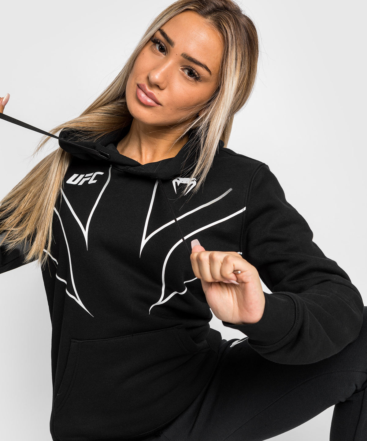 Felpa con cappuccio UFC Venum Fight Night 2.0 Replica Donna - Nero