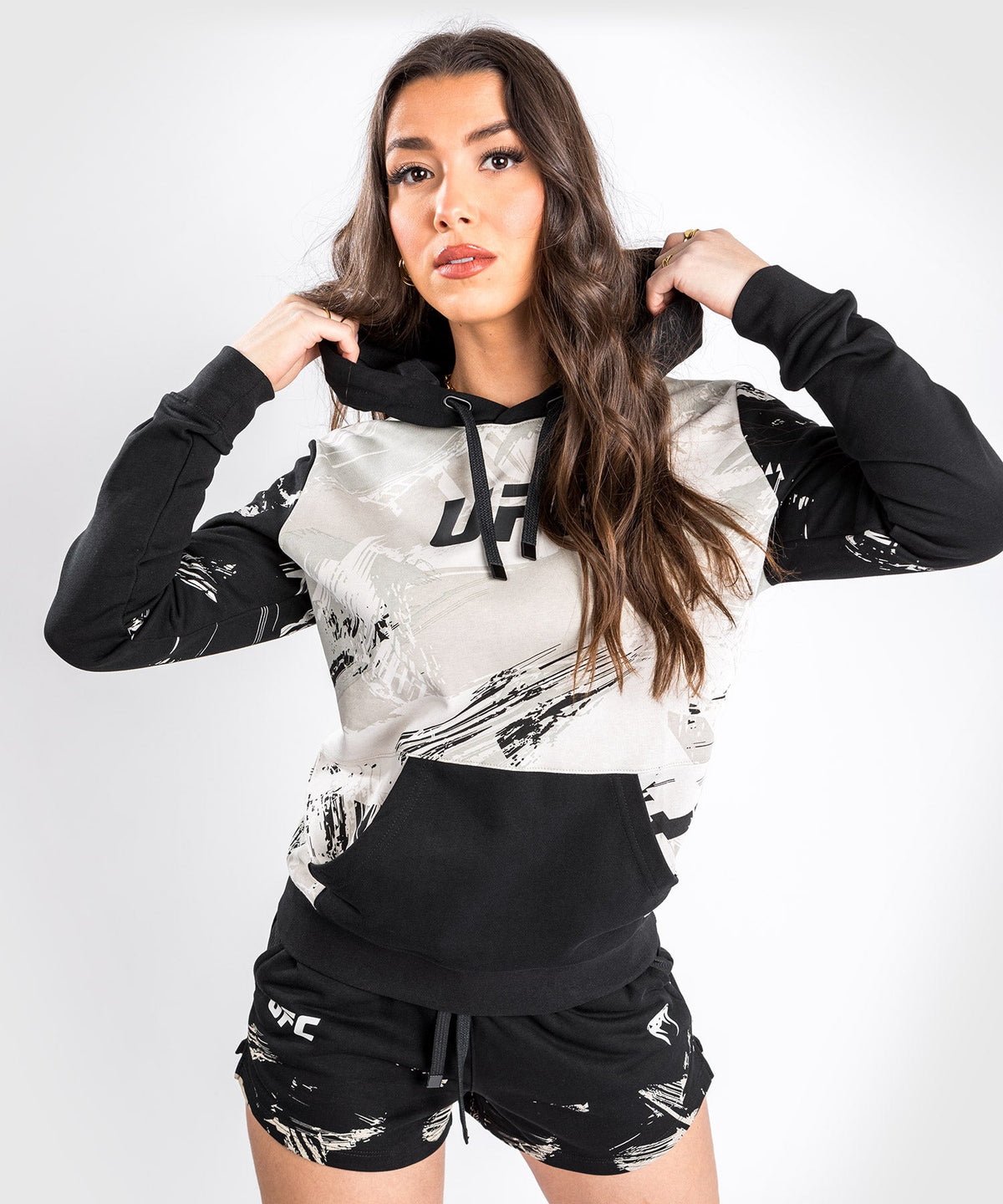 Women's UFC Hoodie Venum Authentic Fight Week 2.0 - Sand/Black