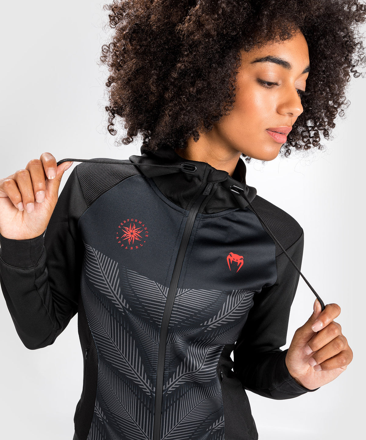 Sudadera con capucha Venum Phantom - Para mujer - Negro/Rojo