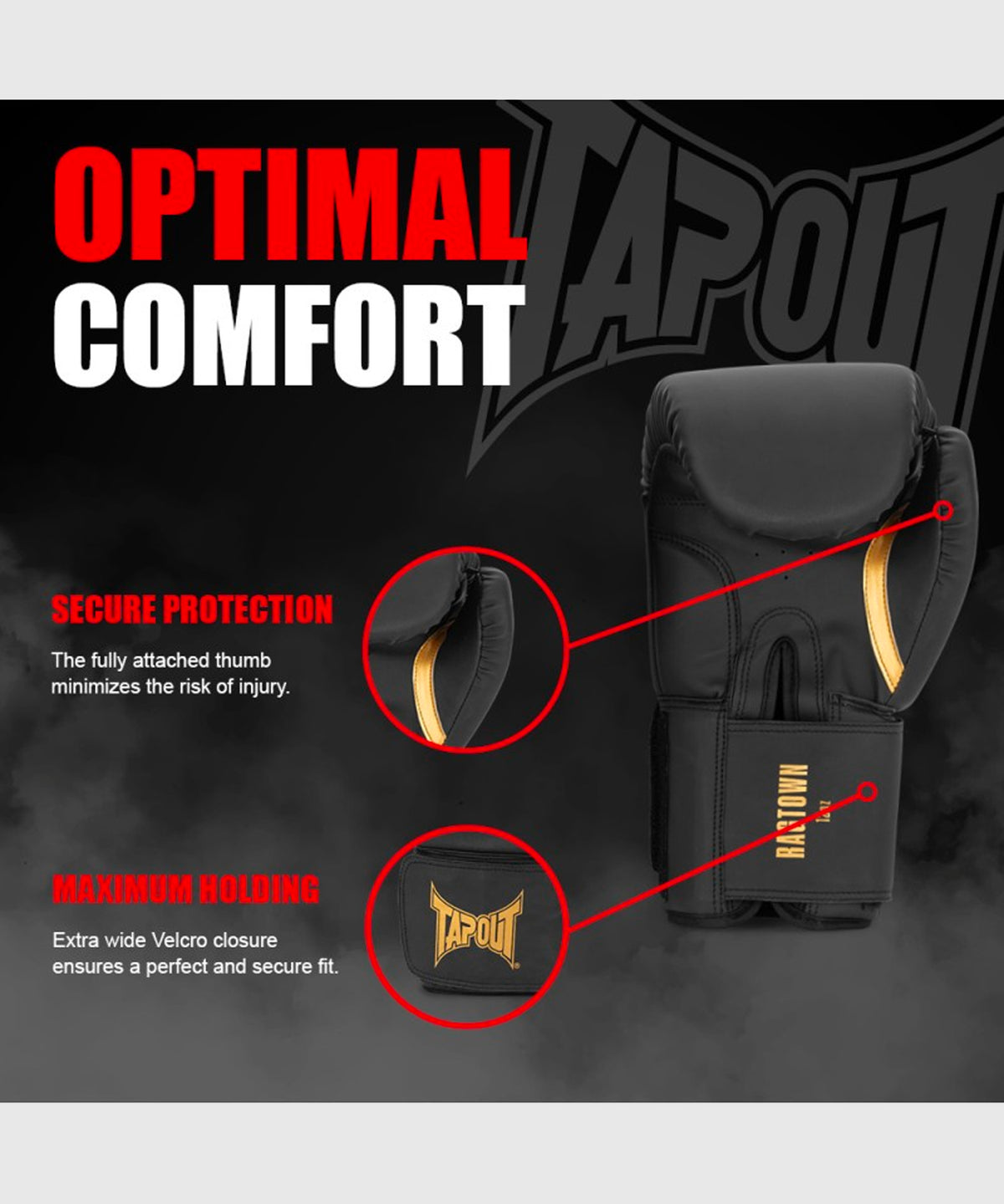 Tapout Ragtown Guantes de Boxeo - Negro/Oro