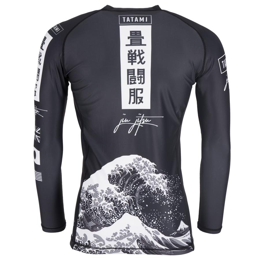 Kanagawa Langarm Kompressions-T-Shirt - Schwarz