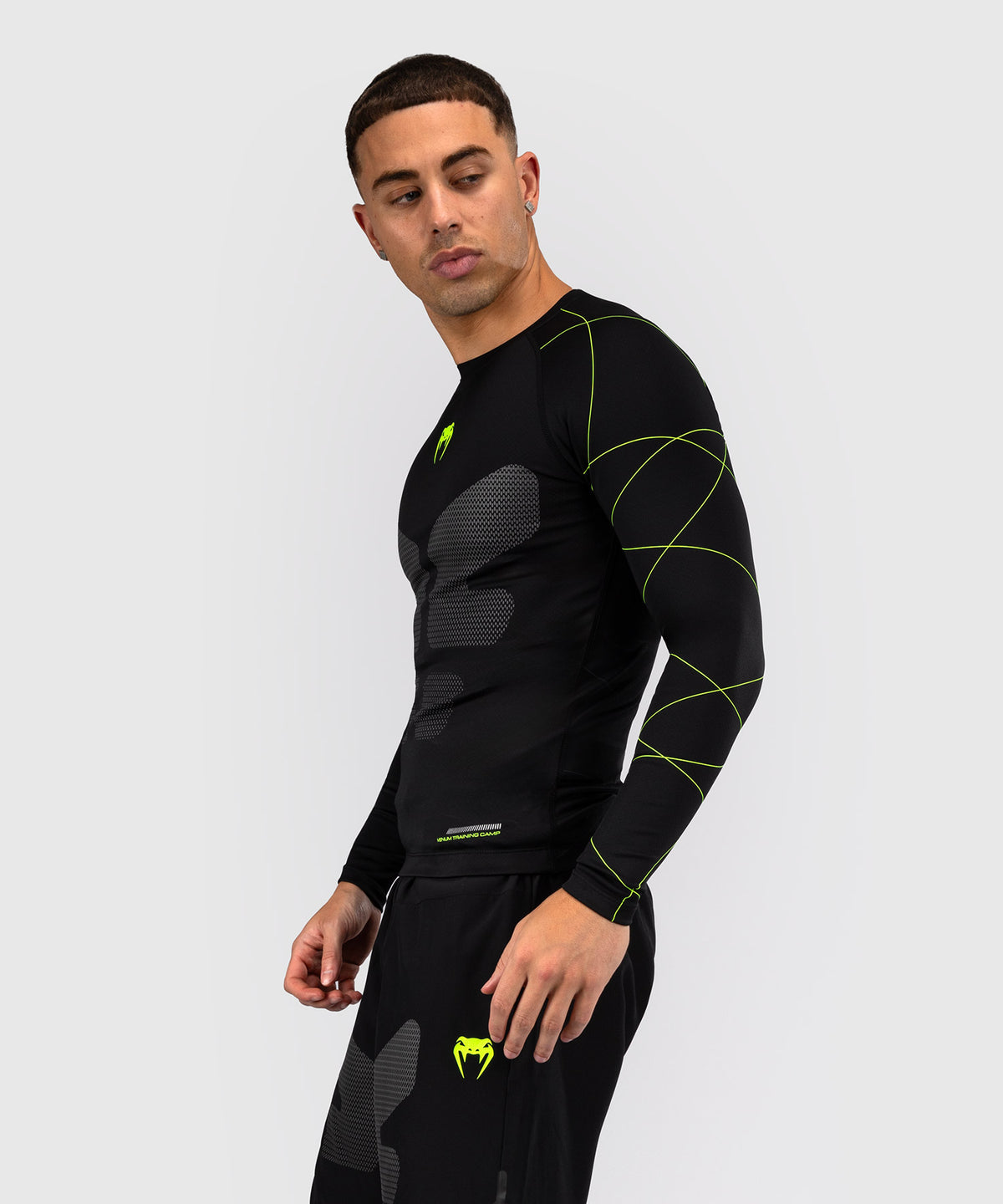 Venum Training Camp 4.0 Langarm Rashguard - Schwarz/Neongrün