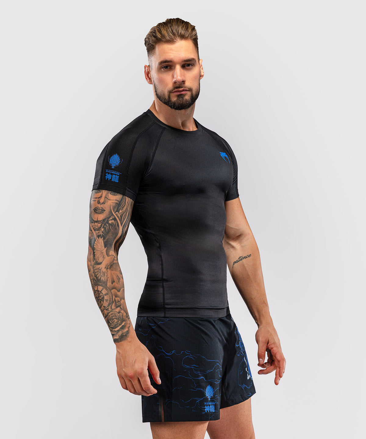 Venum Thunder Dragon Kurzarm Rashguard  – Schwarz/Königsblau