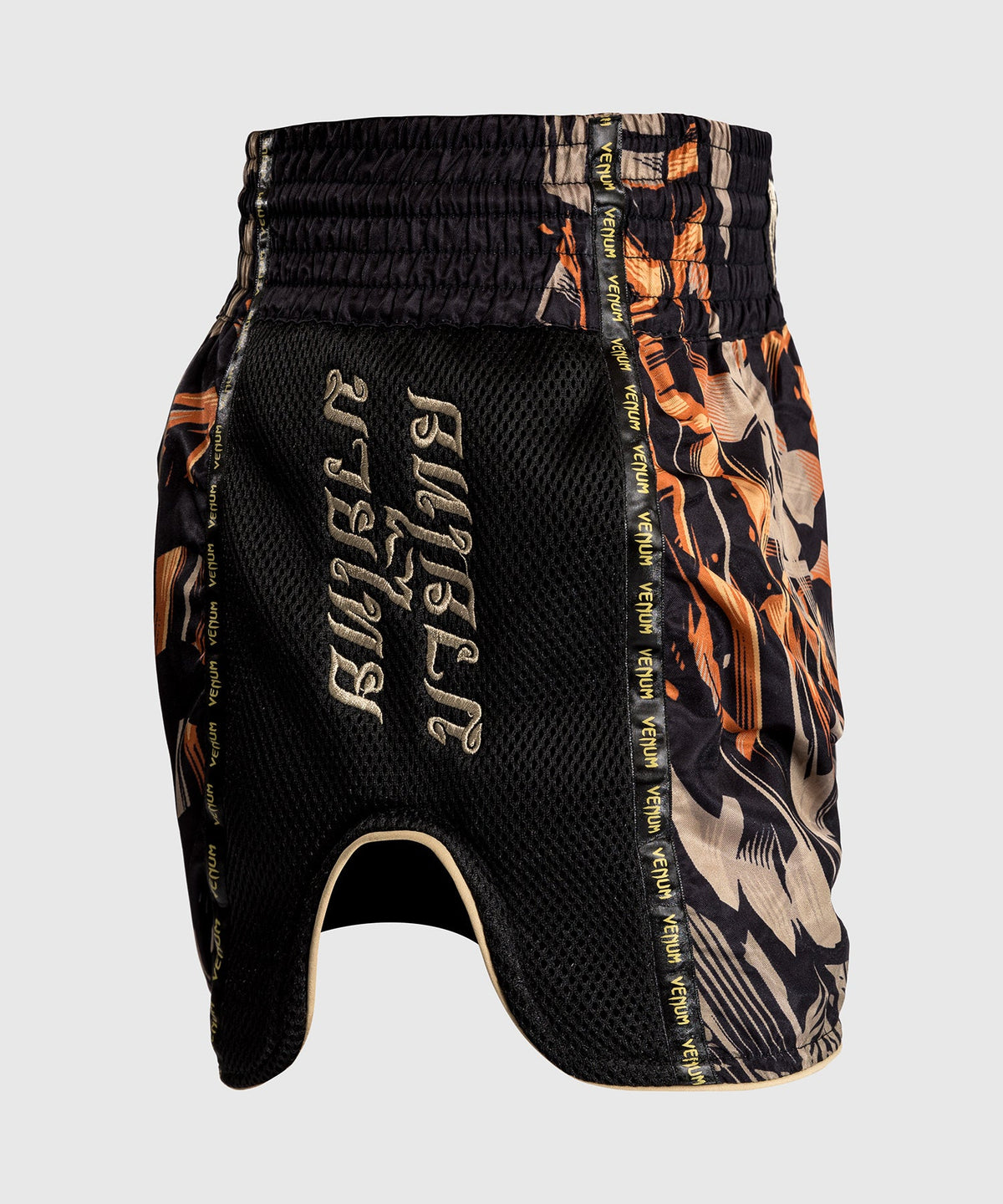 Venum Tiger Pantalones Cortos de Muay Thai - Negro/Naranja Neón