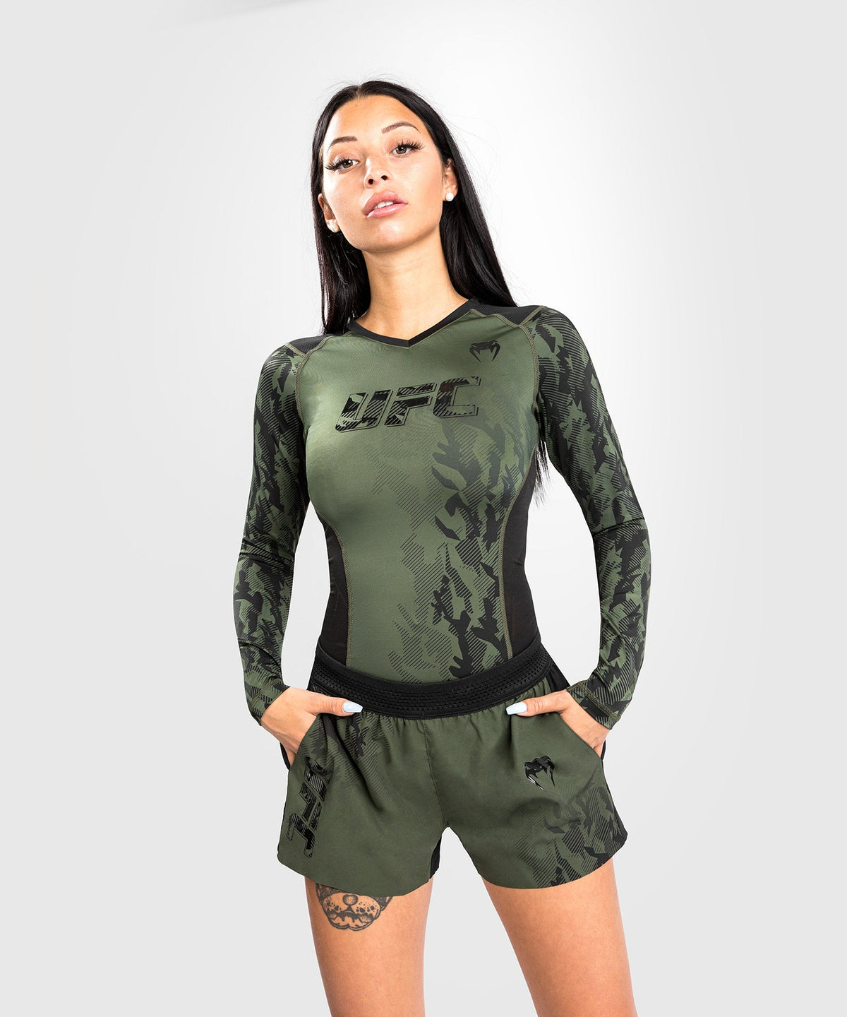 Short de Sport Femme UFC Venum Authentic Fight Week - Kaki