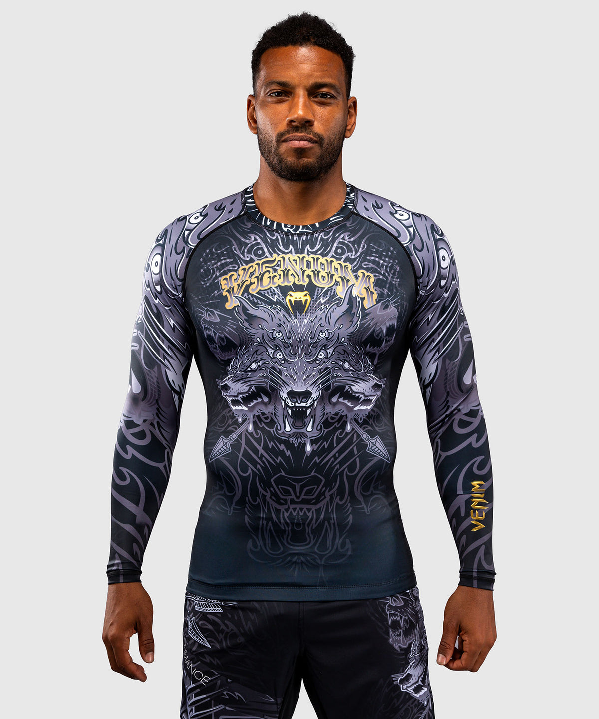 Venum Wolf Atak Long Sleeve Rashguard - Black/Grey