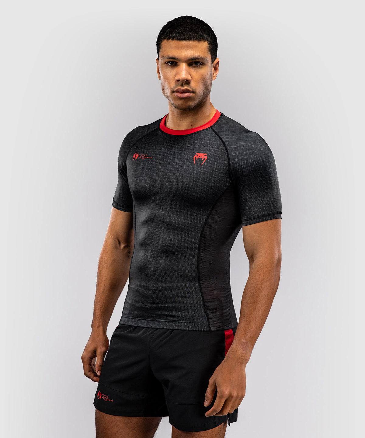 Venum x Roger Gracie Signature Kurzarm Rashguard - Schwarz/Rot