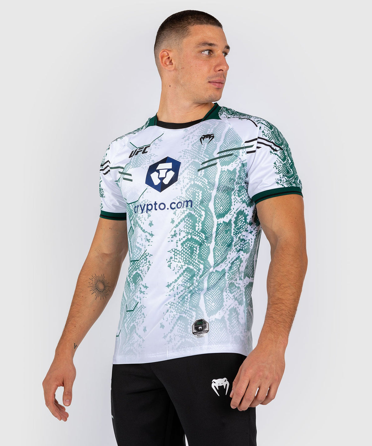 T-shirt Technique pour Hommes UFC Adrenaline by Venum Authentic Fight Night - Emerald Edition - Blanc/Vert