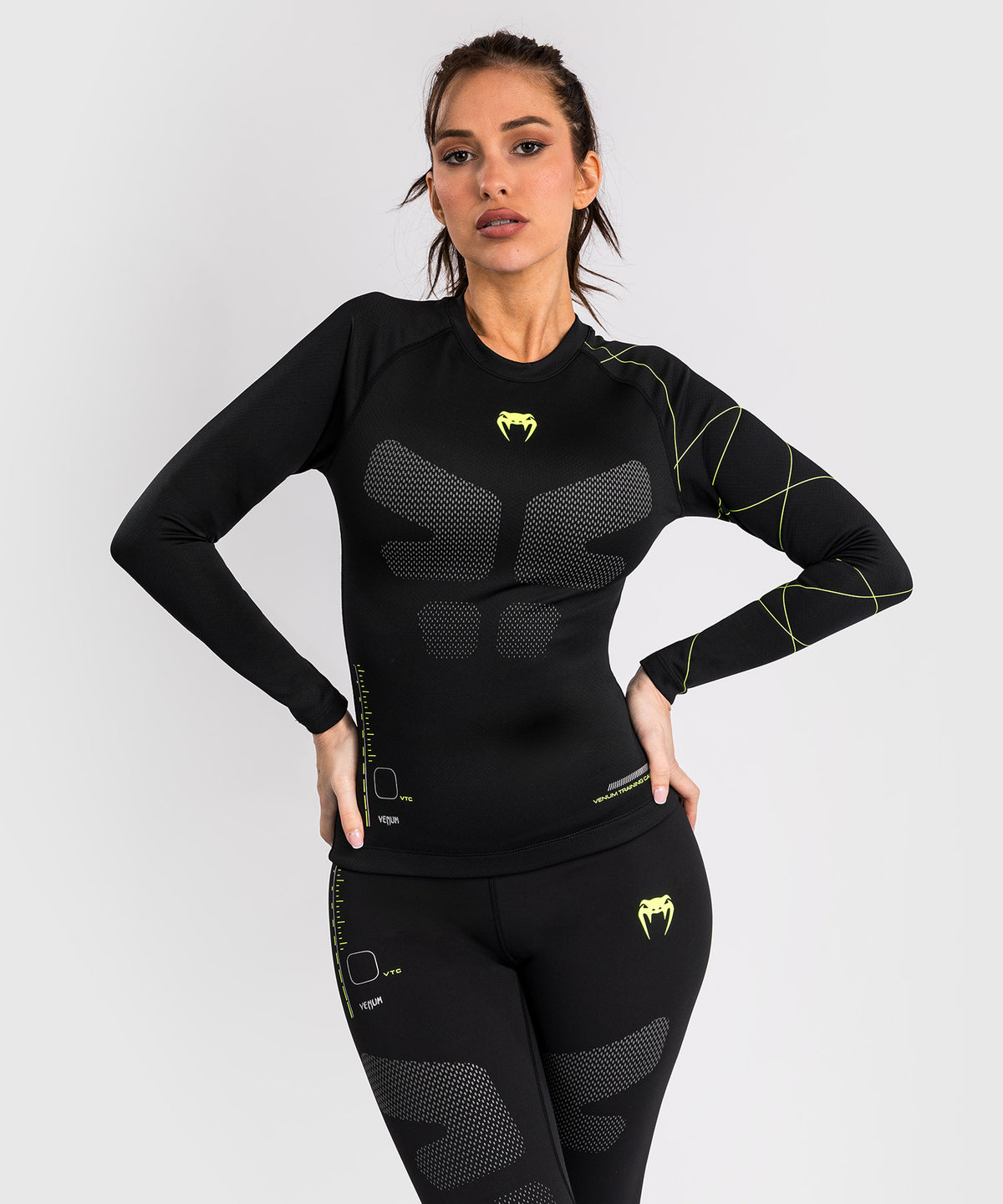 Venum Training Camp 4.0 Langarm Rashguard - Schwarz/Neongrün