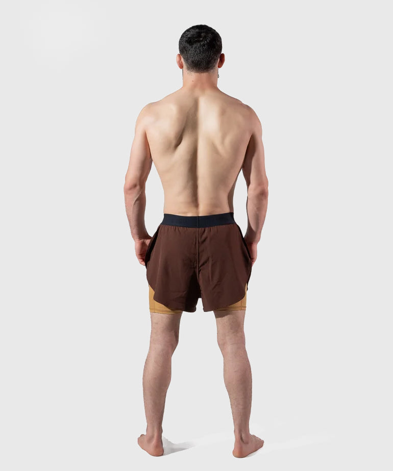 Metal Boxe Caucasian Hills 2-in-1-Fightshorts - Braun