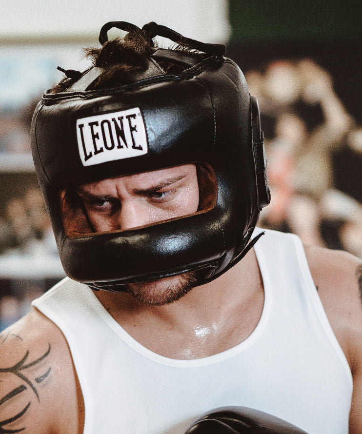 Leone Protection Casco de Boxeo con Barra - Negro