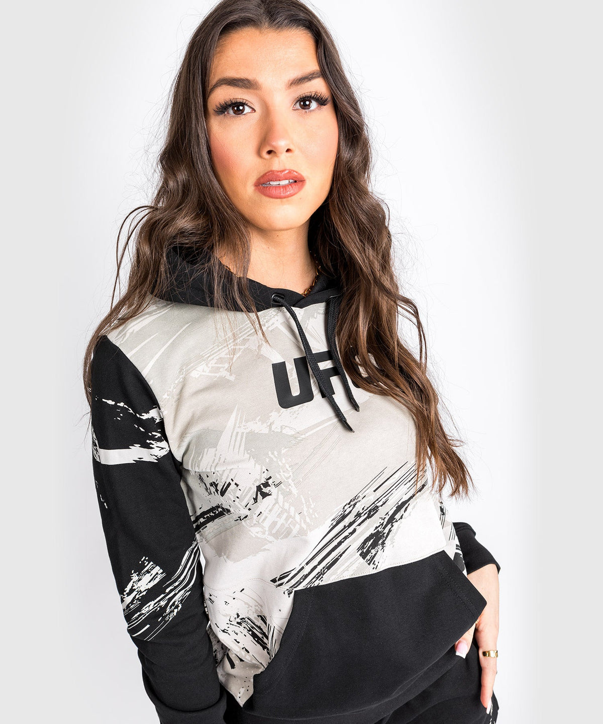 Women's UFC Hoodie Venum Authentic Fight Week 2.0 - Sand/Black