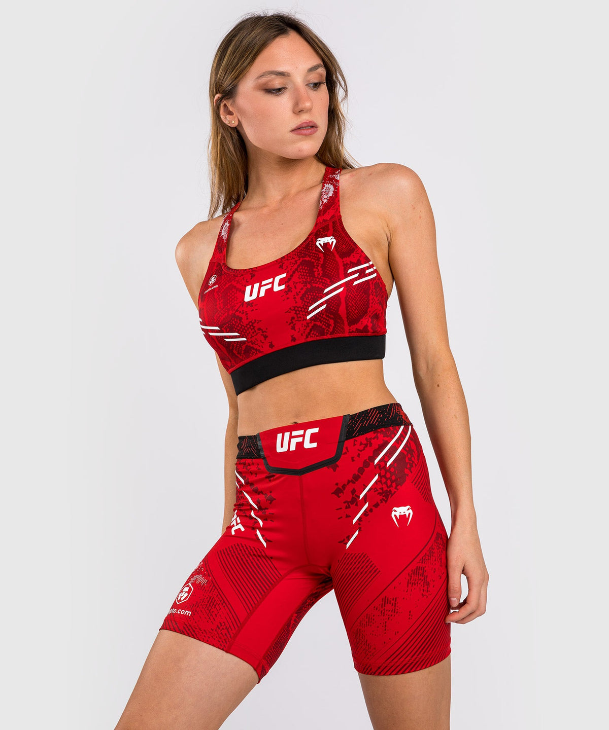 Kompressionsshorts Long Fit für Frauen UFC Adrenaline by Venum Authentic Fight Night - Rot