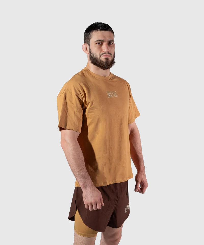 Metal Boxe Caucasian Hills Baumwoll-T-Shirt - Beige