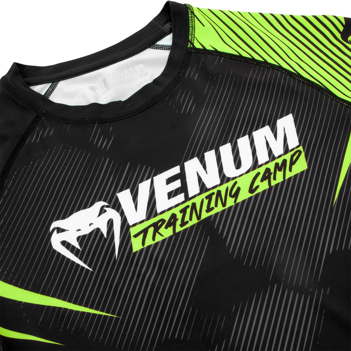 Rashguard Venum Training Camp 2.0 Manches courtes  - Noir/ Jaune Fluo