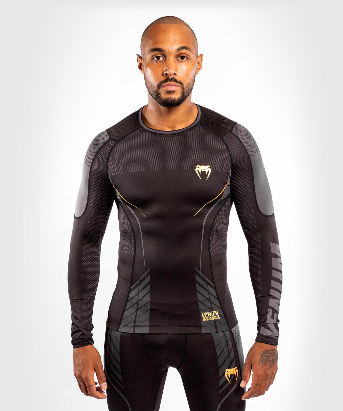 Venum Athletics Langarm-Kompressions-T-Shirt – Schwarz/Gold