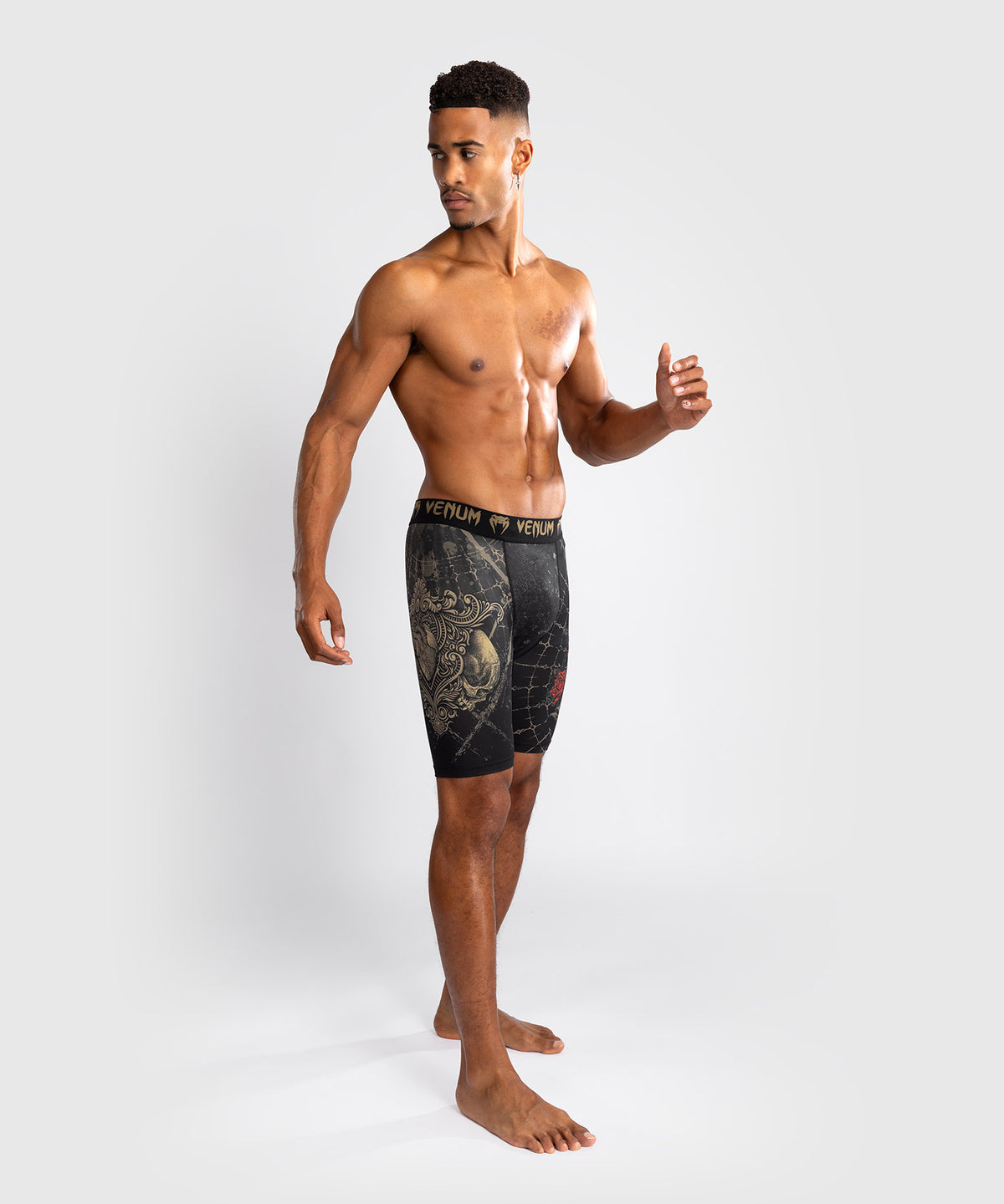 Short de compression pour Hommes Venum Santa Muerte 5.0 - Noir Profond/Or