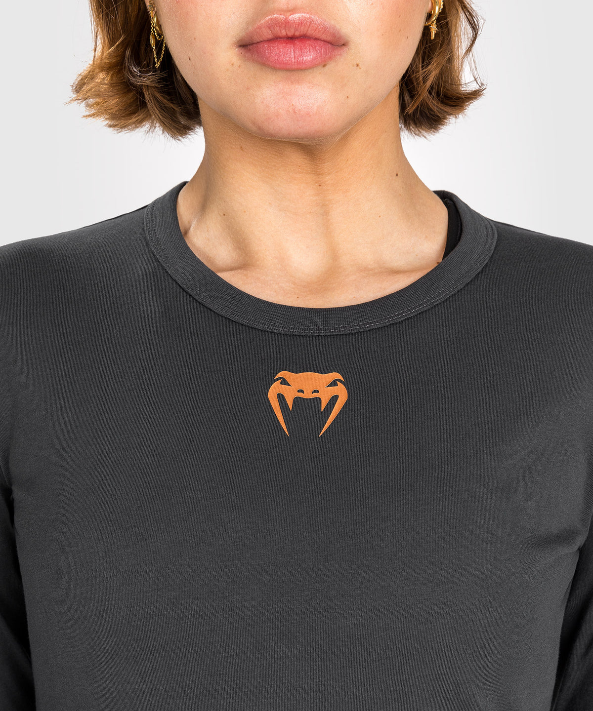 T-Shirt en Coton À Manches Longues pour Femmes UFC Adrenaline by Venum Fight Week - Gris Anthracite