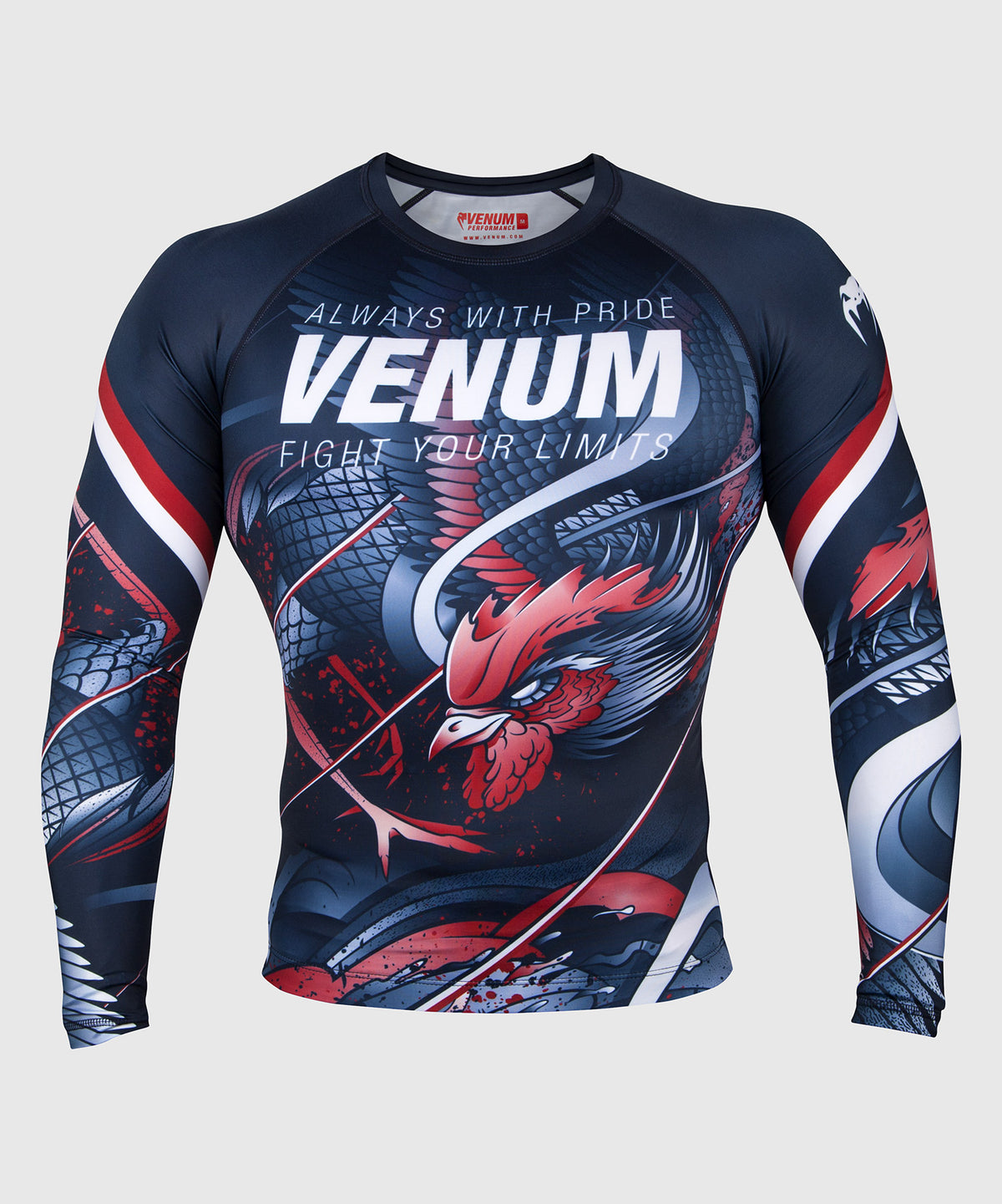Venum Rooster Rashguard - Langarm - Marineblau/Orange