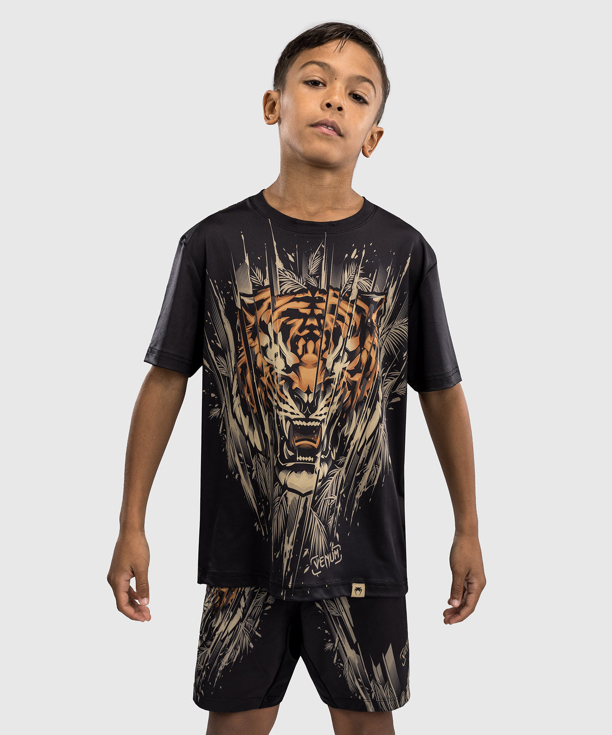Venum Tiger Maglietta Dry-Tech Bambini - Nero/Arancione Neon