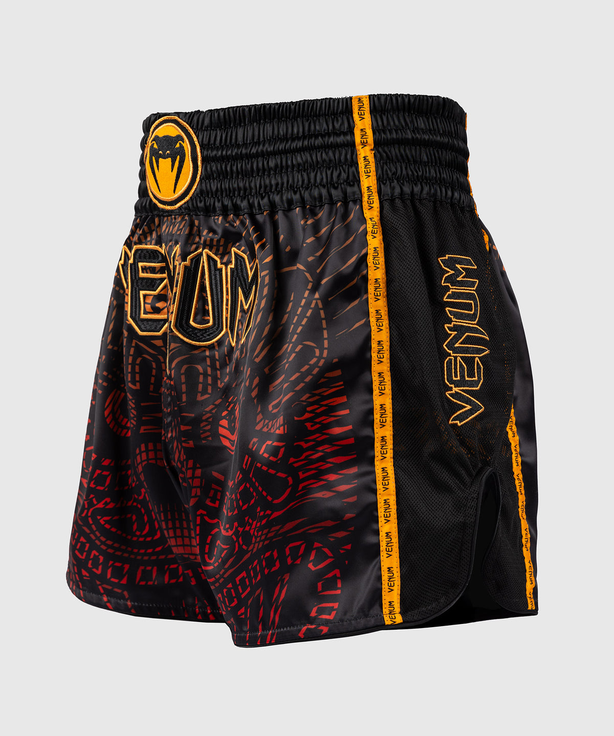 Short de Muay Thaï Venum Quetzal Fury - Noir/Rouge Fury/Mandarine