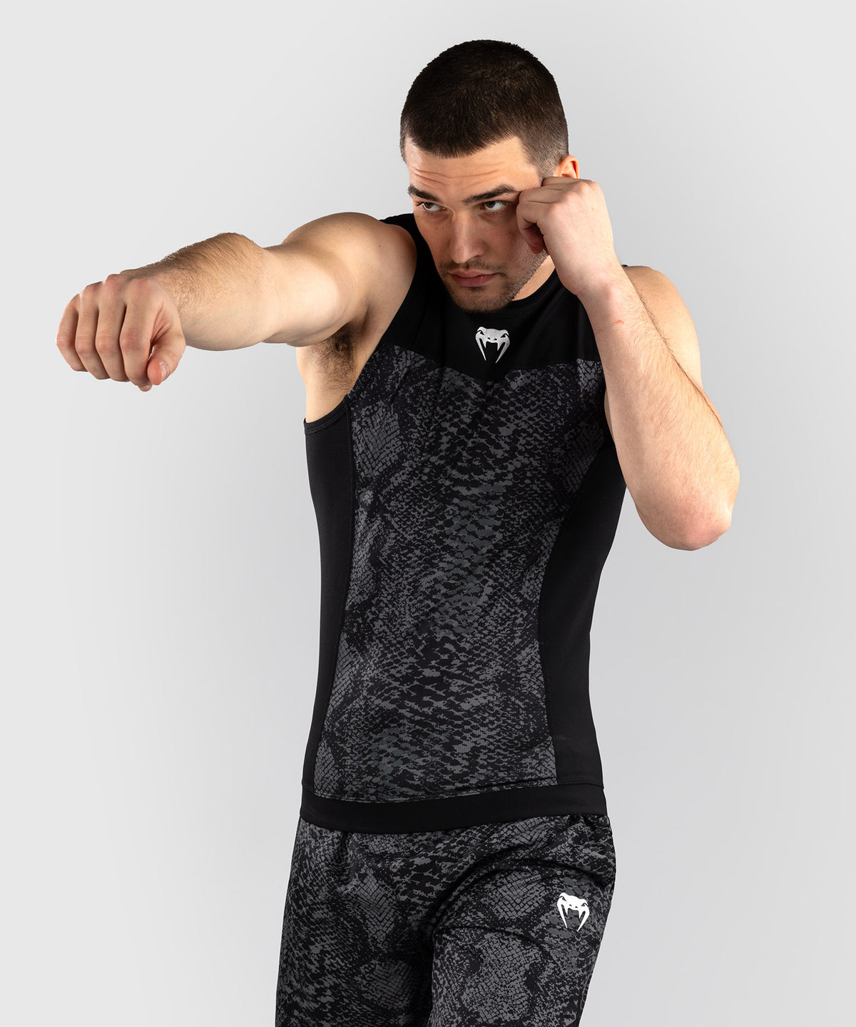 Rashguard Sans Manches Venum G-Fit Scales – Noir/Gris Charbon