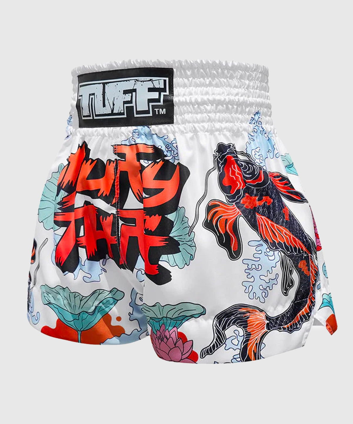 Tuff Japanese Koi Fish Pantalones de Muay Thai - Blanco