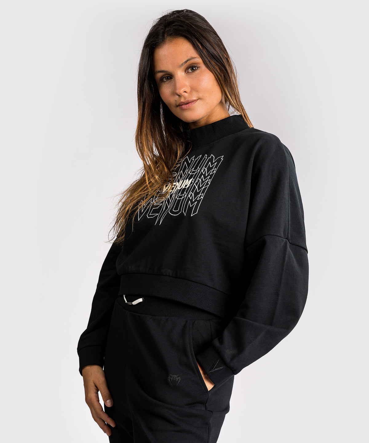 Venum Pulse Damen Cropped Sweatshirt - Schwarz/Weiß